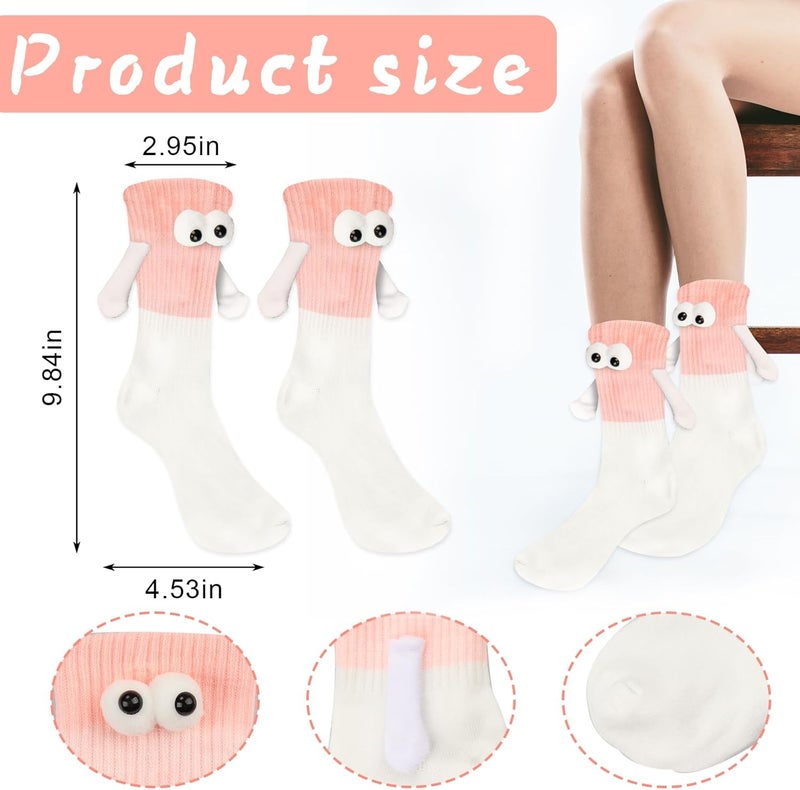 Habbiful 2 Pairs Valentine's Day Holding Hands Socks Funny Magnetic Couple Socks Valentines Day Gifts for Her Men Women - Image 2
